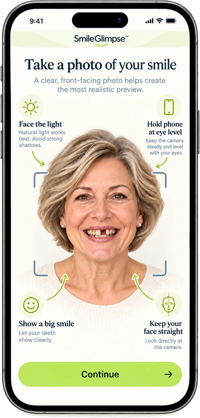 SmileGlimpse on a phone: guidance for taking a clear photo of your smile